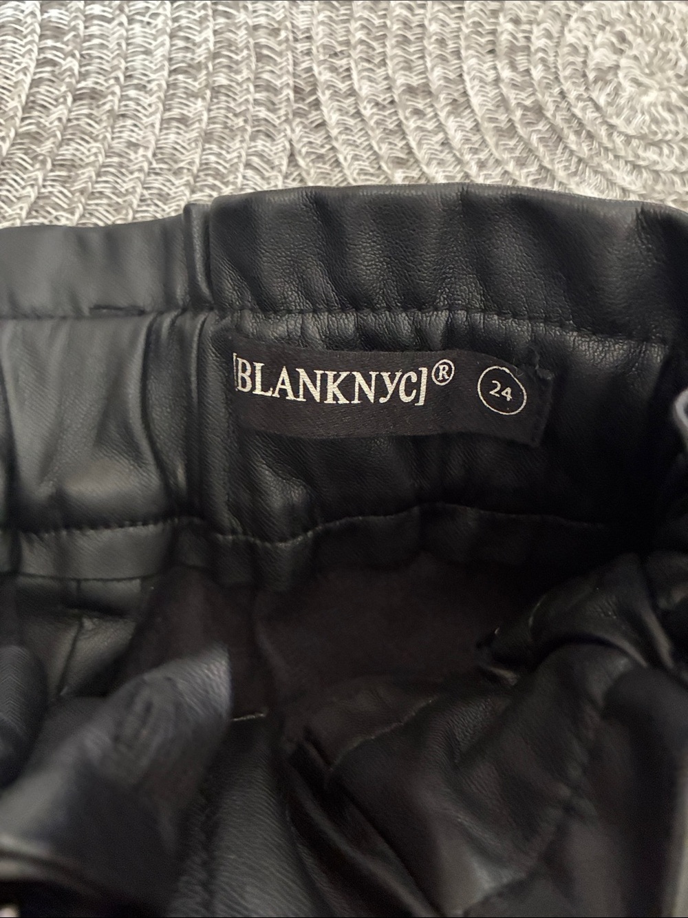 High-Waist Faux Leather Paperbag Belted Shorts - Black - Picture 3 of 4